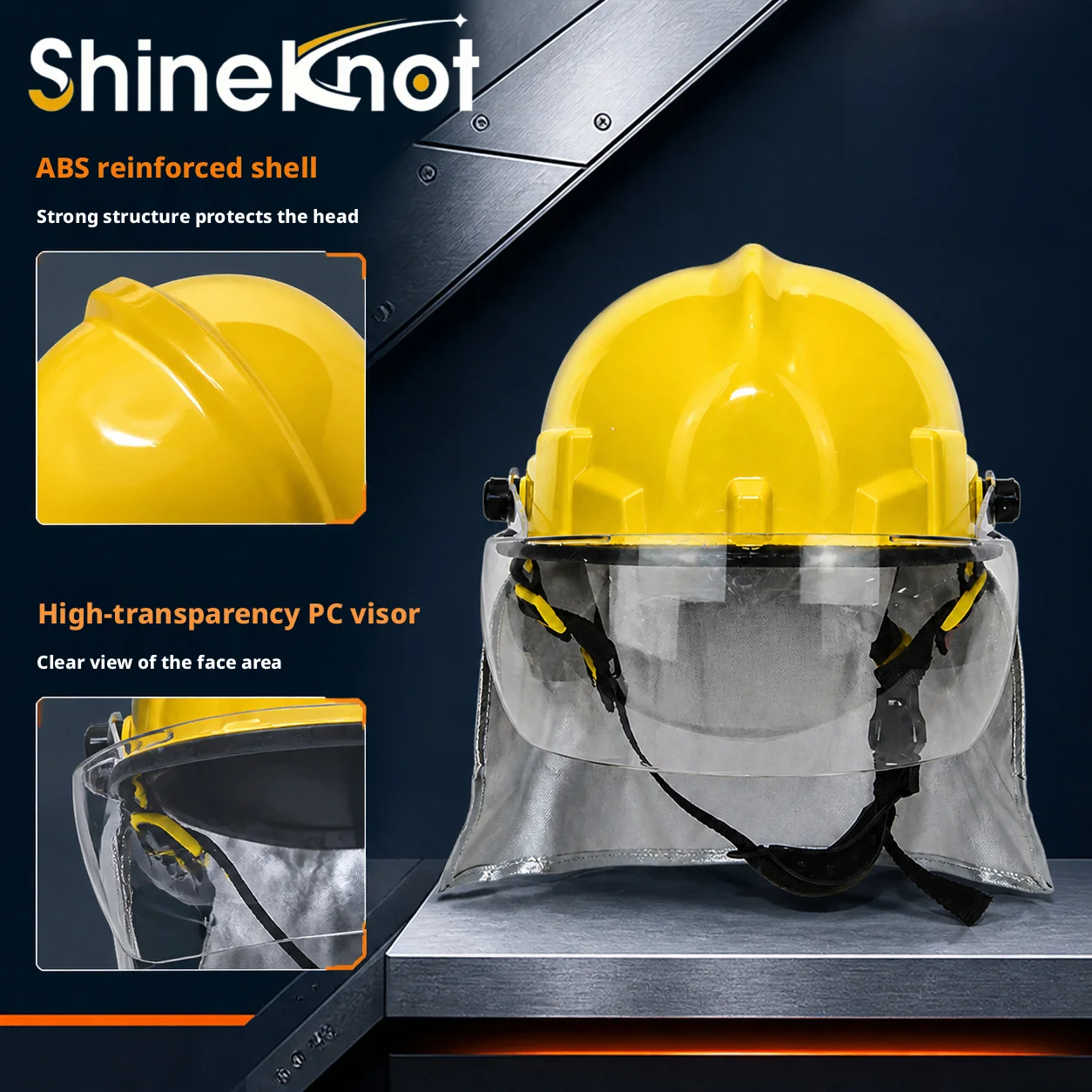 Firefighter Helmet With Transparent Face Mask And Aluminum Foil Cloak, Used For Rescue And Firefighting Protection Safety Helmet