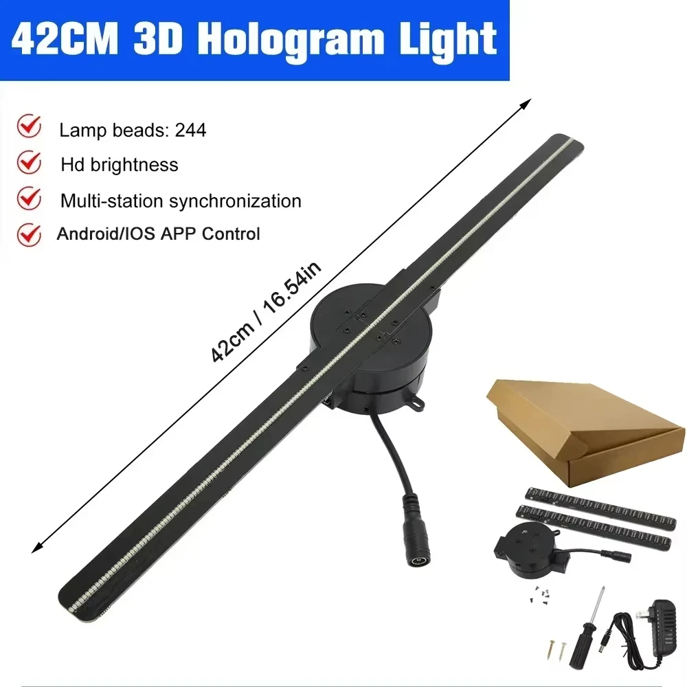 42cm Projektor hologramowy 3D HD Wentylator SD Znak LED Obsługa holograficznego odtwarzacza Obraz Wideo Sklep Bar Impreza Reklama Wyświetlacz Światło