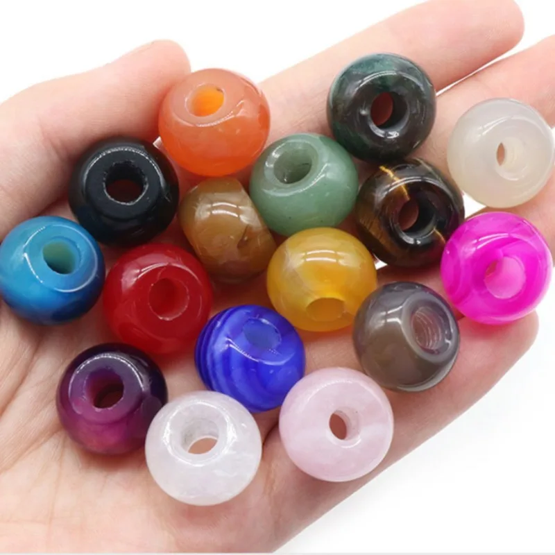 

10pcs/lot 12X18 Abacus Beads with Large Holes 6mm Natural Crystal Agate Beads for DIY Rope Bracelet and Crafting Supplies