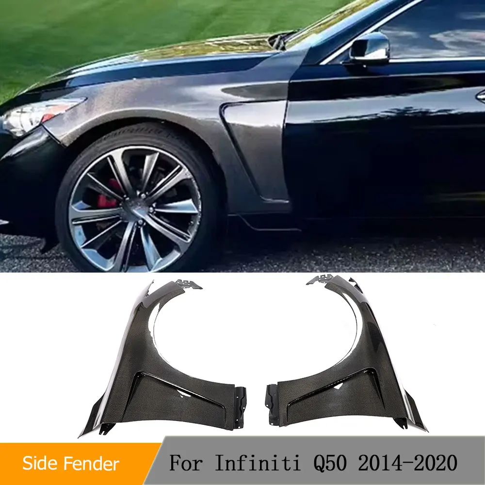 

Боковое крыло из углеродного волокна для Infiniti Q50 Q50S Sedan 2014-2020 гг., передняя крышка воздухозаборника, накладка, боковые комплекты кузова автомобиля