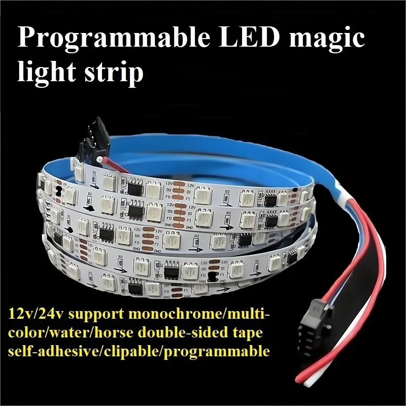 Christmas Lights12V 5m/24V 10m WS2811 RGB Programmable Magic Light Belt Full Color Running Water  Horse Racing LED Light Strip