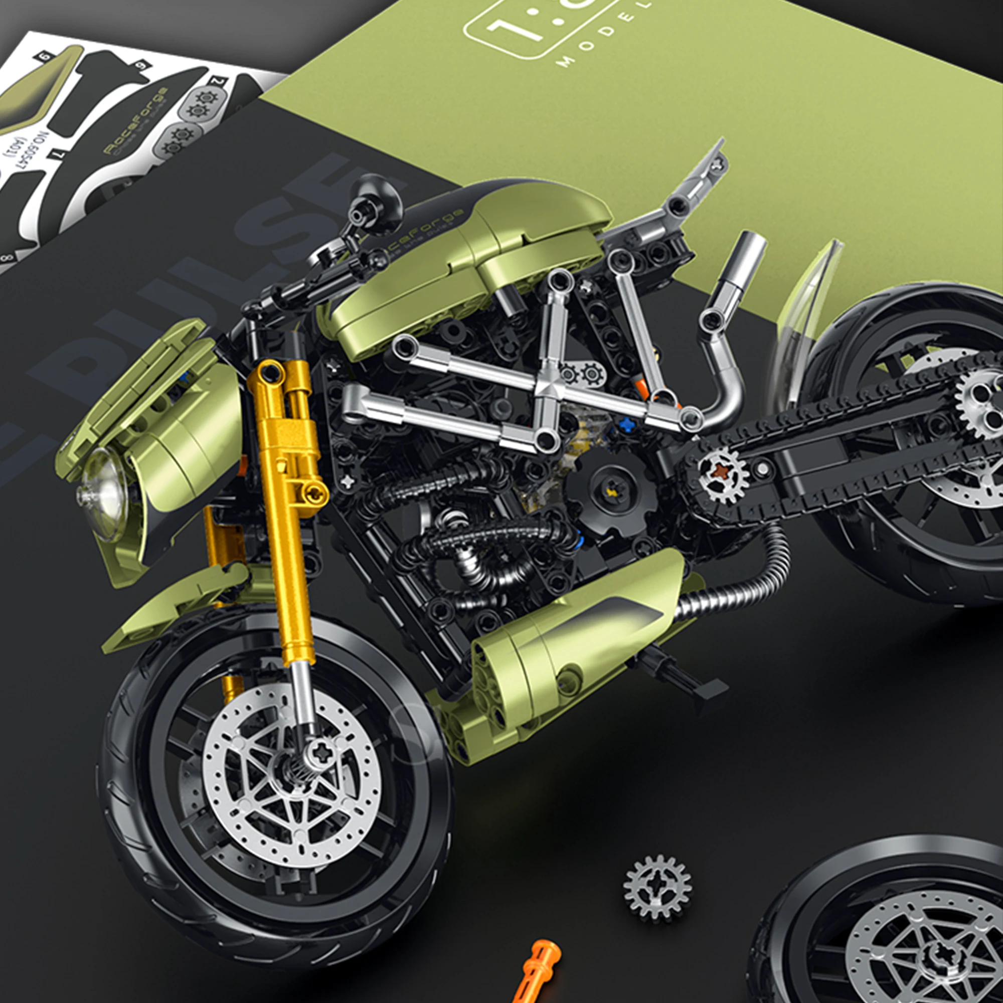 533 stücke 848 Motorrad Moto Racer Baustein 1:8 Grün Technische Geschwindigkeit Sport Motorrad Ziegel Spielzeug für Kinder Erwachsene Geschenke