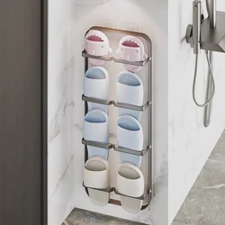 Bathroom Durable Without Punching Holes Slippers Hangers Rack Waterproof Toilet Cabinet Shoes Storage Tools Drainage Metal Shelf