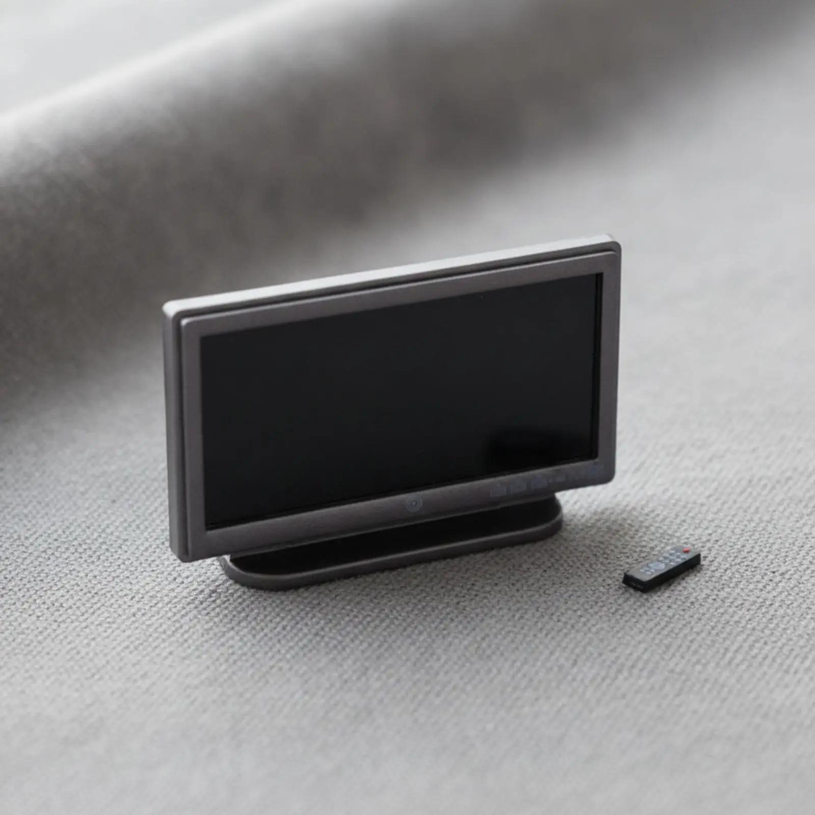Miniature Black Television with Remote Control Highly Detailed Miniature Flat Screen TV Realistic Dollhouse TV Set with Base