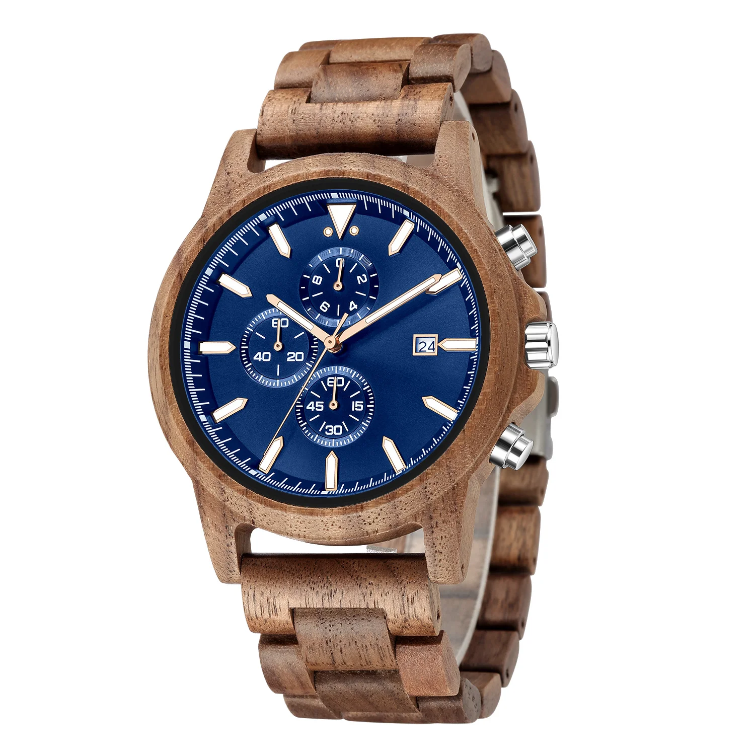

Men Business Wooden Quartz Watch Chronograph Calendar Luminous Pointer Office Daily Timepiece