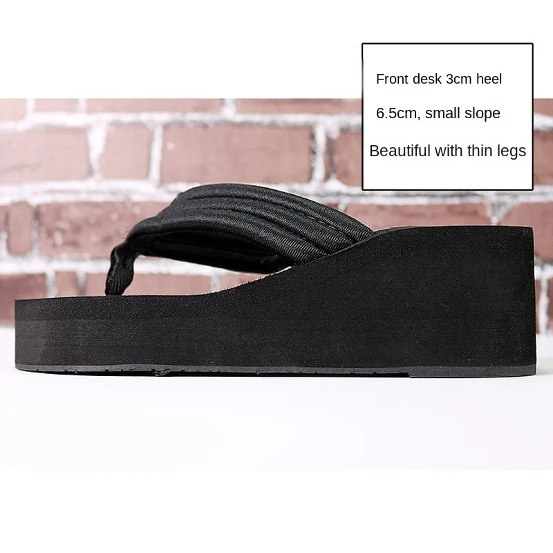 2024 New Slippers Women\'s Summer Wear Fashion High Heel Platform Shoes Thick Bottom Non-Slip Beach Ladies Flip-Flops