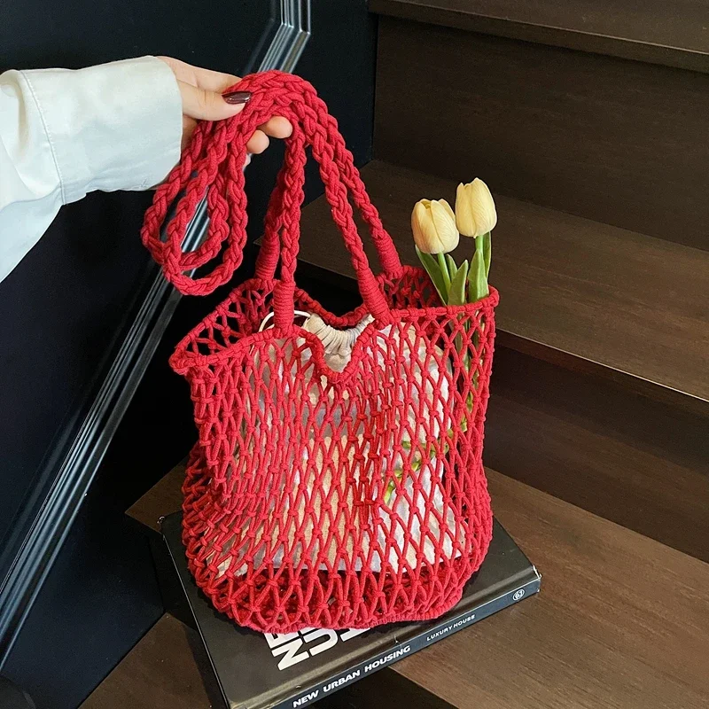 

Модная сумка через плечо с вырезами для женщин, вместительная пляжная сумка, летняя сумка, набор из 2 сумок, сумка-тоут в богемном стиле, сумка для покупок