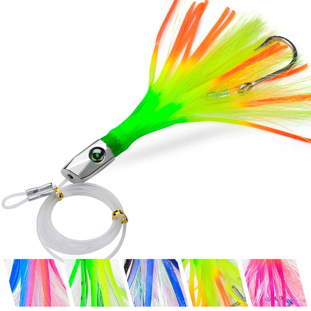 

1pcs Simulation Beard Squid Sea Fishing Lure 22cm 85g Silicone Octopus Bait 8/0# Tuna hook 5 Colors 170cm Line Group dw330