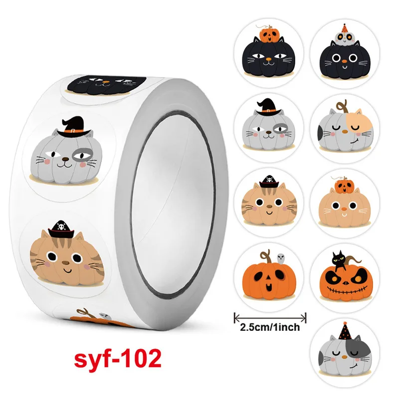 500pcs Halloween Stickers Cute Cartoon Pumpkin Ghost Bat Witch Sticker Set For Kids DIY Scrapbook Party Decoration 500pcs Hallow