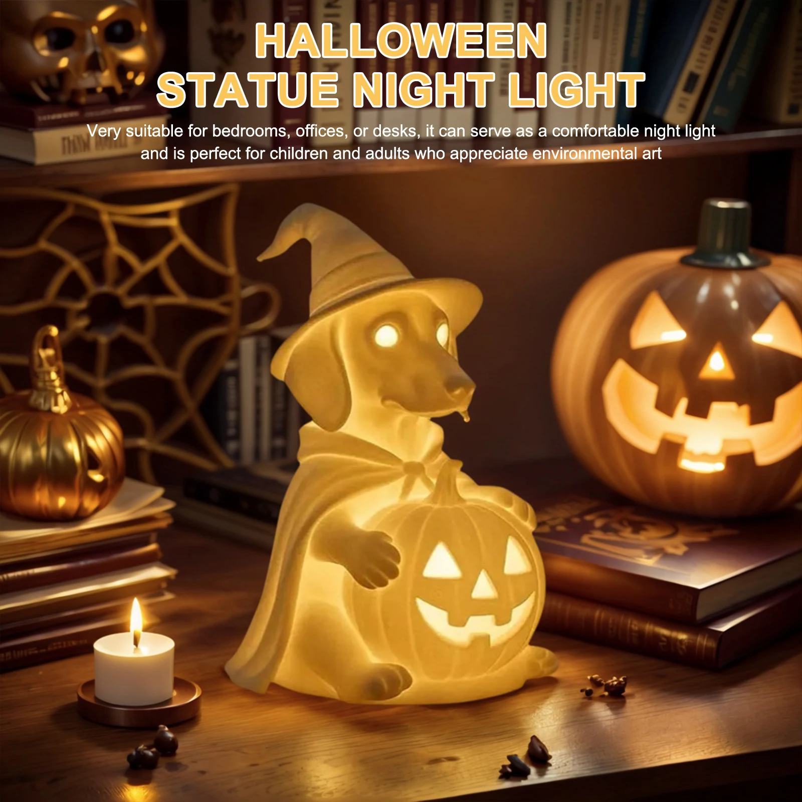 Halloween Decorations Indoor Cute Halloween Nightlight LED Ghost Dog Lamp Light Up Ghost Dog for Home Bedroom Party Decorations