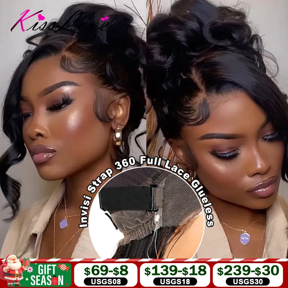 Body Wave Invisi Strap Snug Fit 360 Full Lace Wig Pre-Everything HD Transparent Lace Frontal Wig Glueless Human Hair Ready To Go