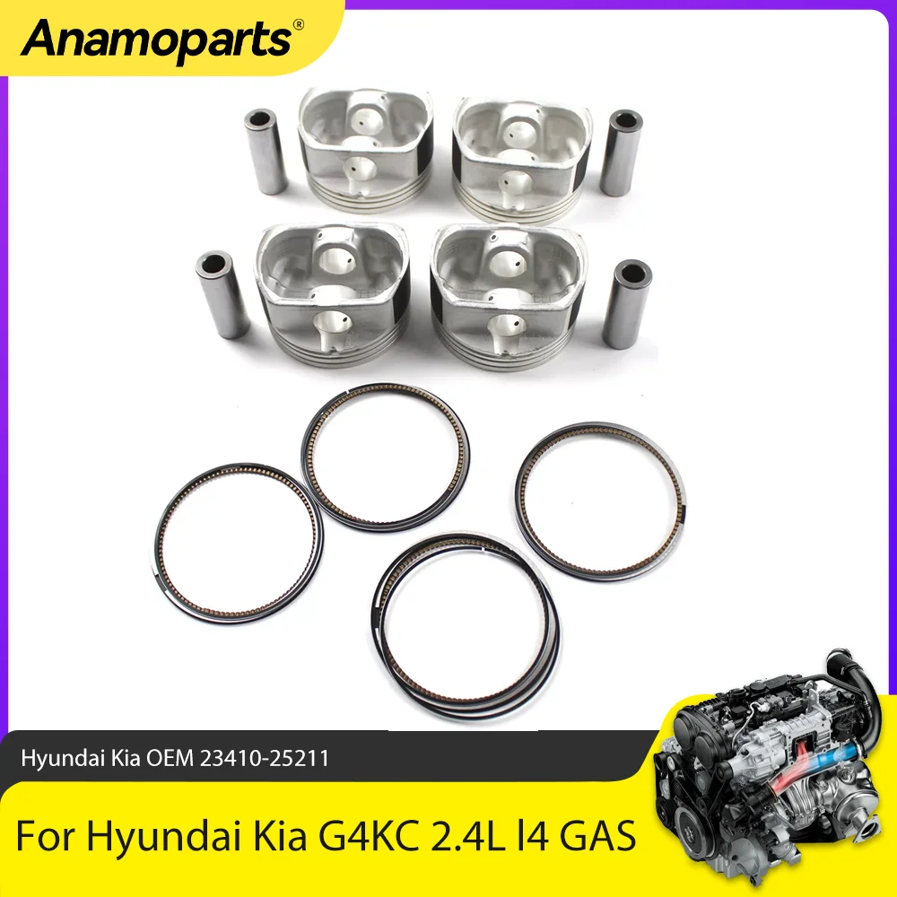 

Engine Parts Piston With Ring Set Fit 2.4 L G4KC For 06-13 Hyundai Tucson Kia Forte Sportage Optima 2.4L L4 GAS 23410-252111