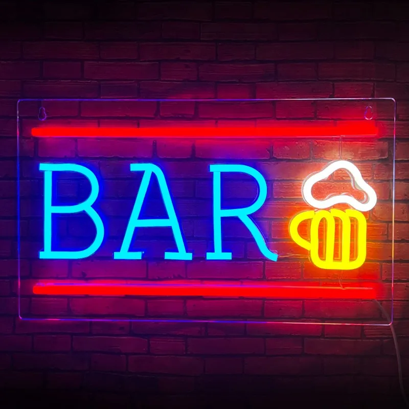 Beer LED Neon Light for Wall Decor USB Powered Acrylic Bar Neon Lights Man Cave Bedroom Home Bar Store Club