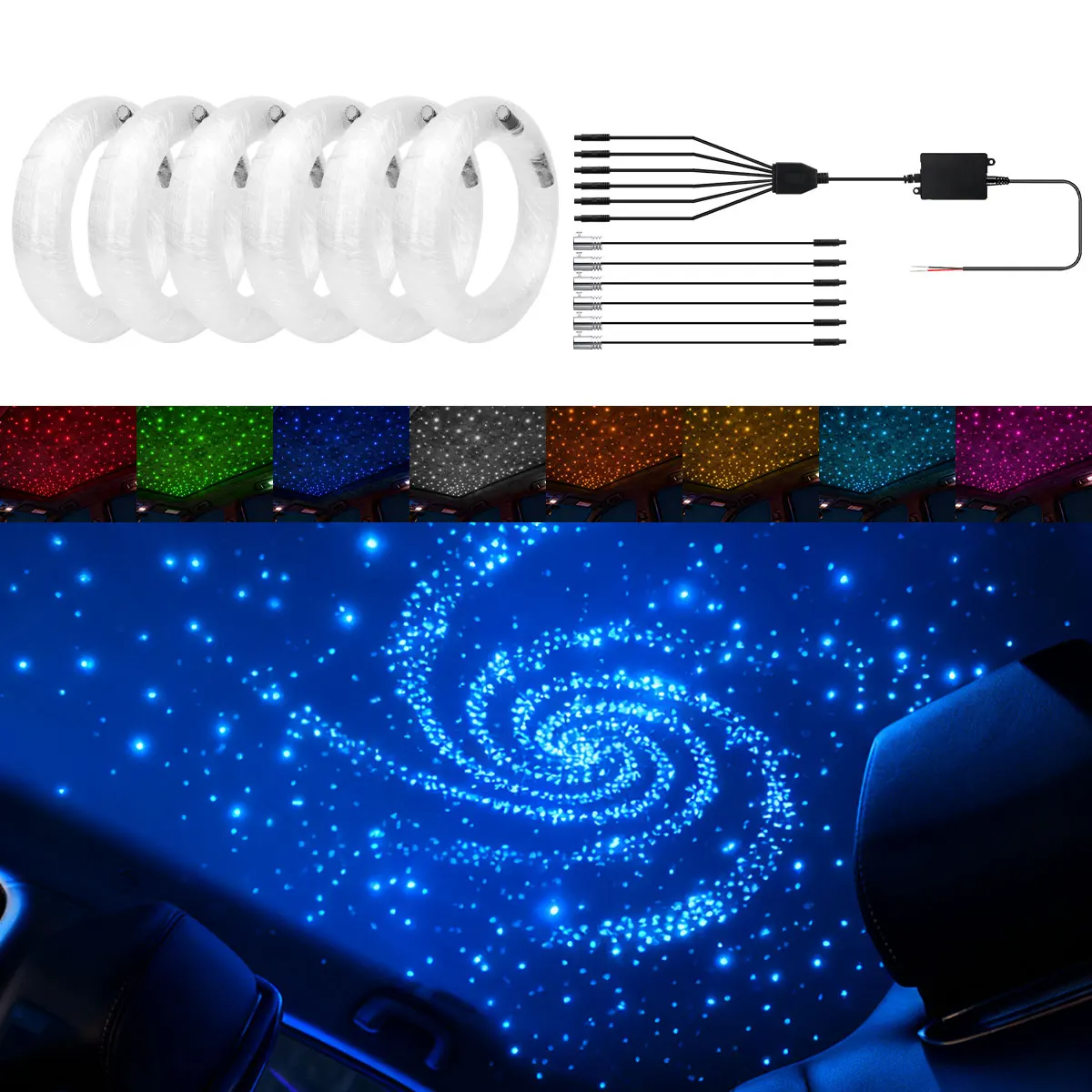 Car Roof Star Light 4/5/6 in 1 RGB APP Fiber Optic Starry Sky Ceiling Light for Car Roof Bedroom LED Interior Ambient Light