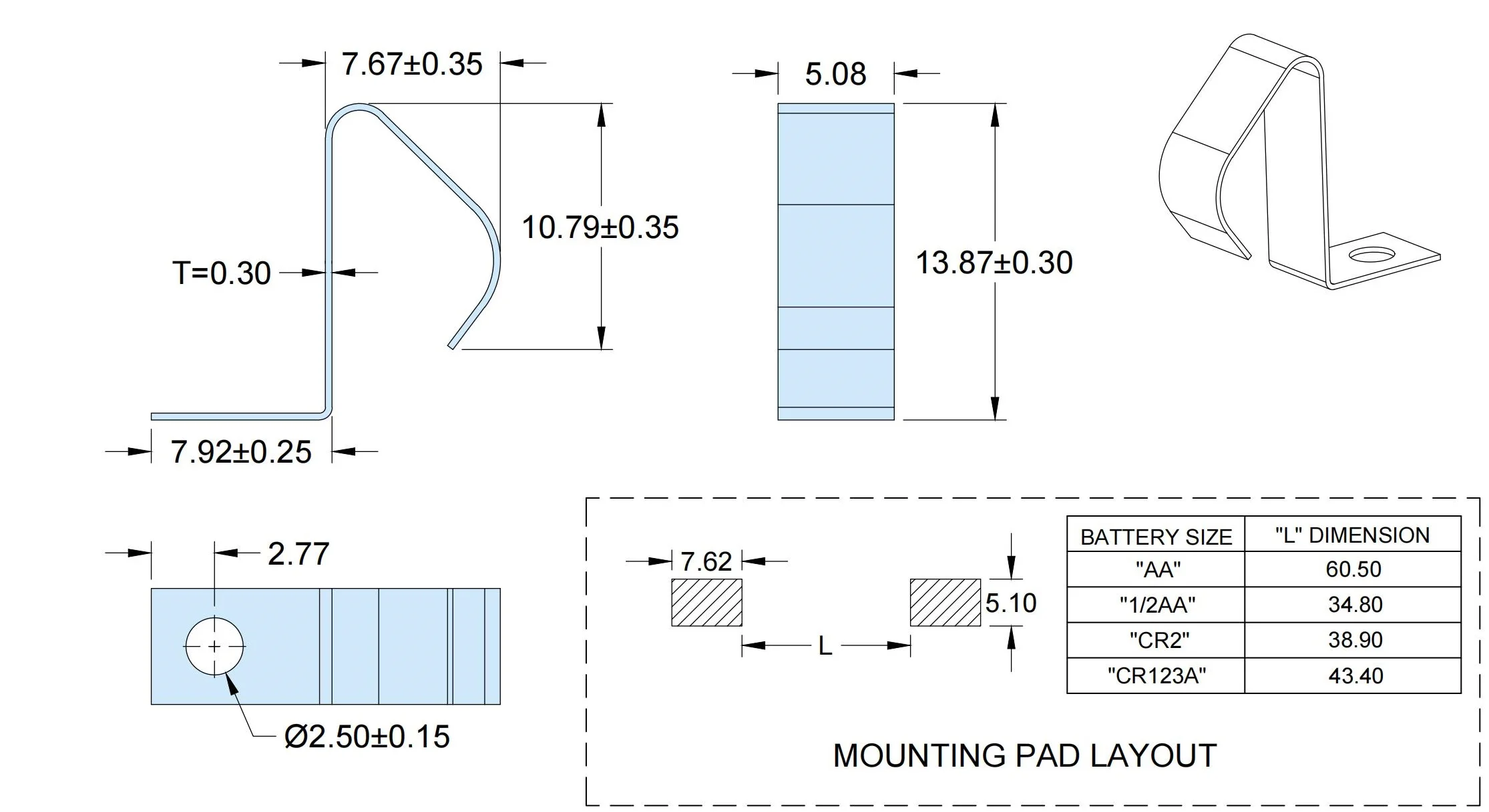 Imagem -02 - Precisão um Contato de Bateria aa Smt Smd 14250 14500 Contato de Mola Sbm5231 100 Pcs por Lote Alta