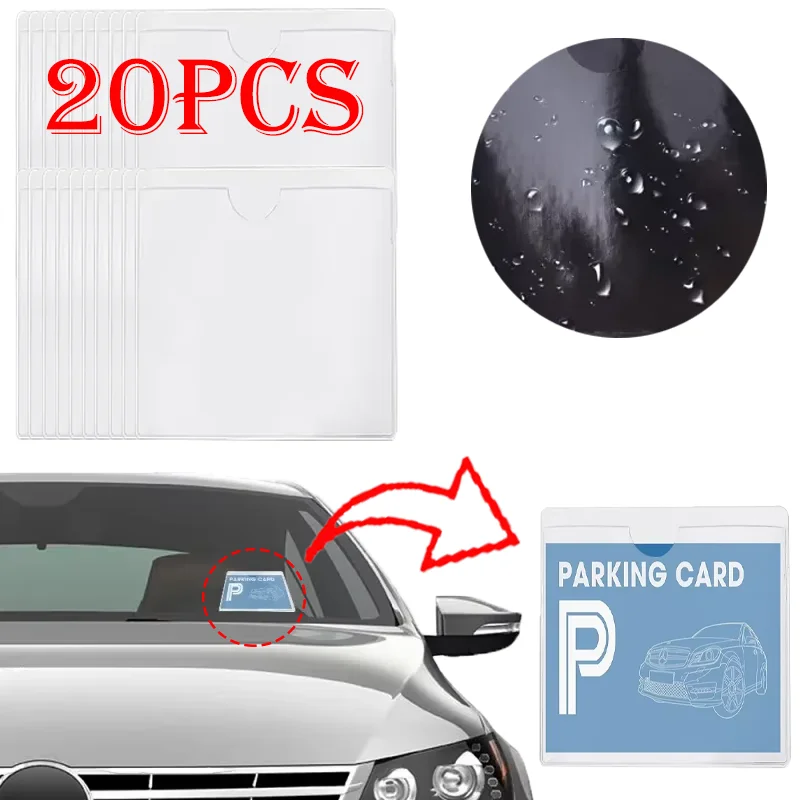 Transparent Windshield Parking Permit Plastic Card Cover Traceless Self-adhesive Clear Label Cards Holder Auto Accessories