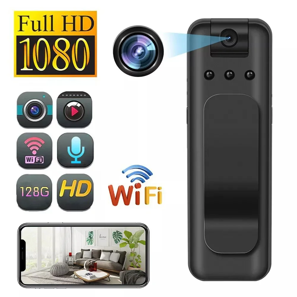UHD 1080P Mini-Kamera mit WiFi, tragbarer kleiner digitaler Videorecorder, Polizei-Körperkamera, Infrarot-Nachtsicht-Miniatur-Camcorder