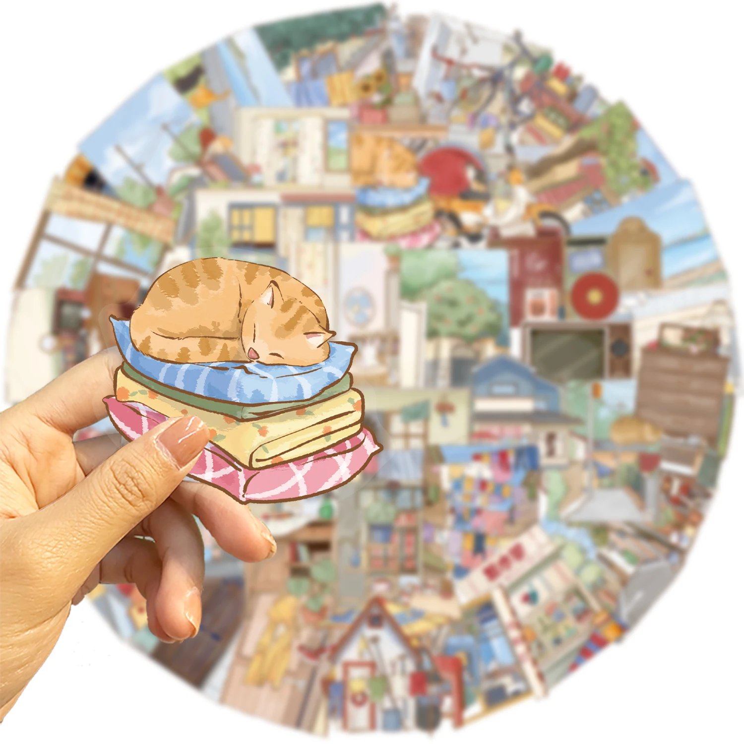 50pcs Retro INS Style Alley Home Transparent Edge Stickers Decorative Water Cups Phone Cases Skateboarding Kid Toys Waterproof