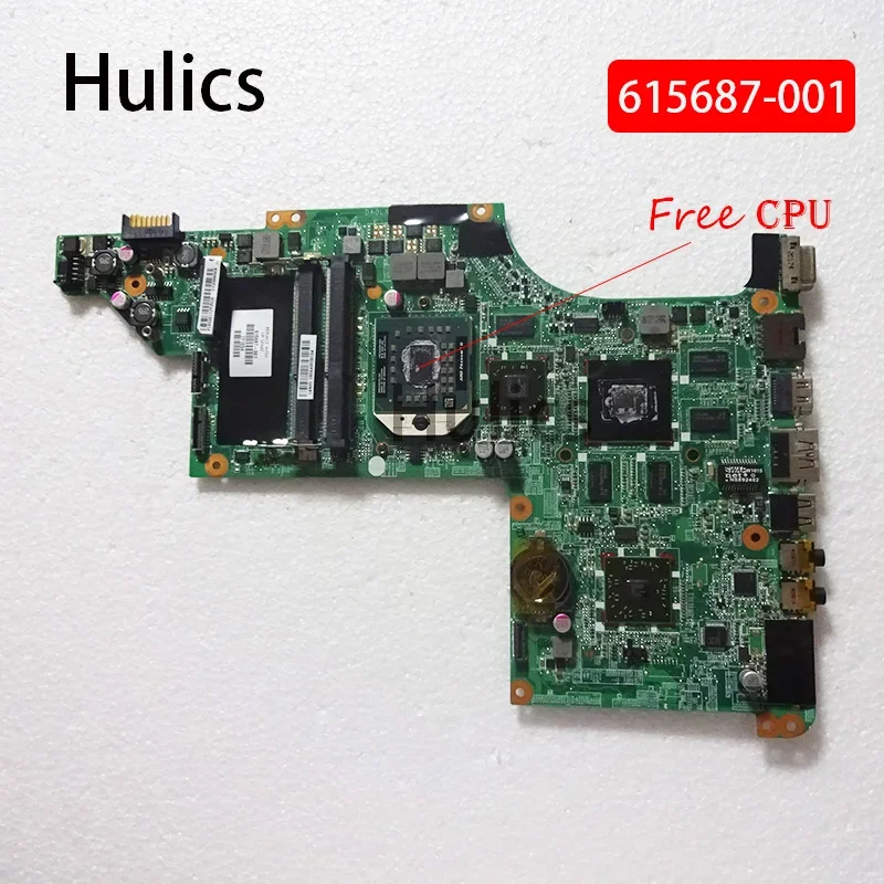 

Hulics б/у DA0LX8MB6E1 615687 -001 для HP Pavilion DV7 DV7T DV7-4000, материнская плата для ноутбука DDR3, бесплатный процессор