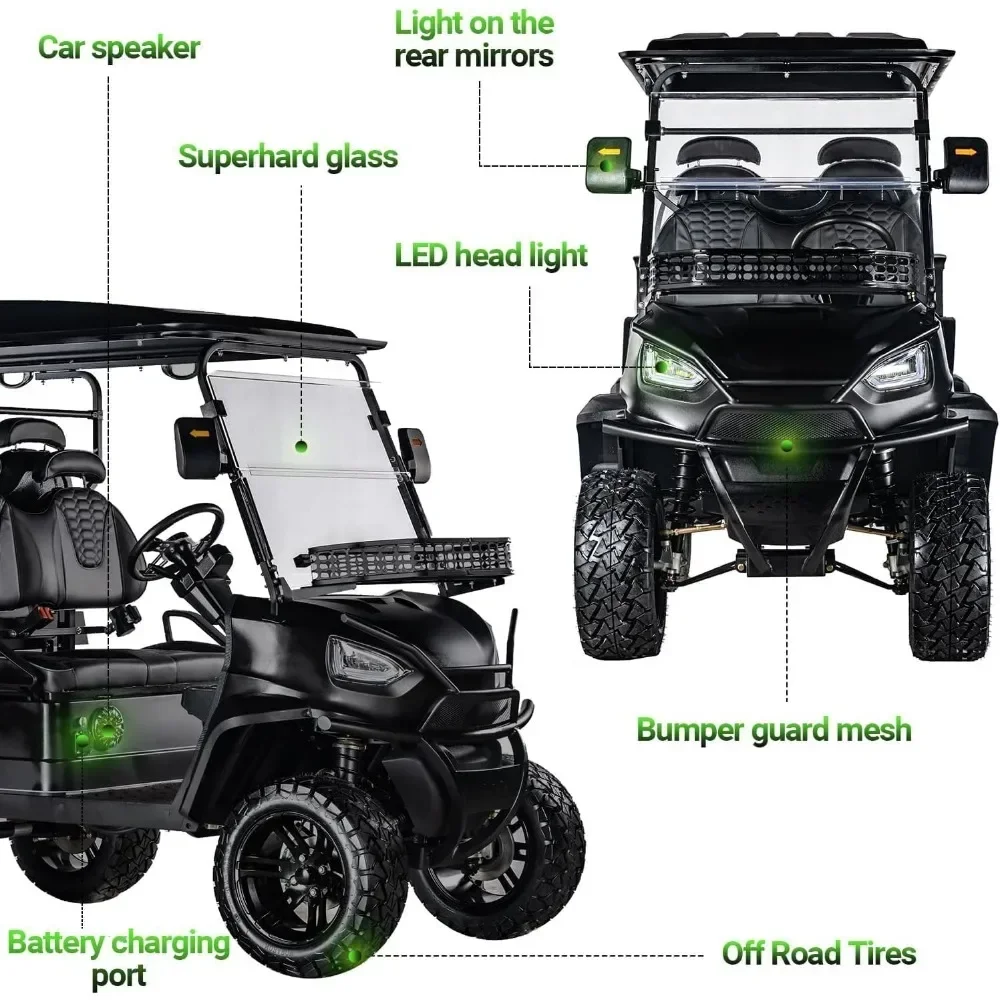 Golf cart, built-in 48V 5000W AC motor, electric golf cart with 18-inch off-road tires and independent suspension Golf Carts