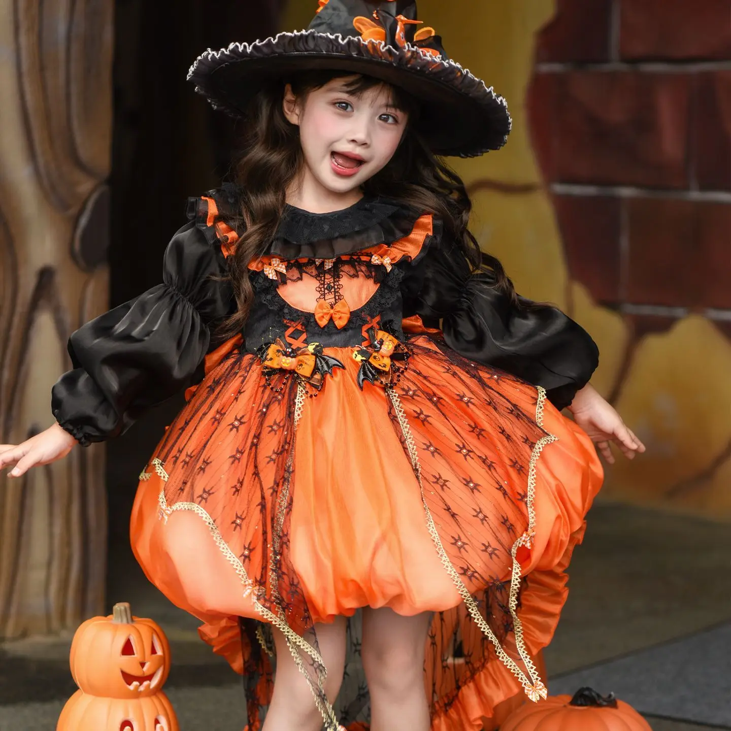 Autumn Winter Girls Pricess Cartoon Toddler Cute Baby Ball Gown Halloween Lolita Sundress+Base Shirt 2pcs Suit Party Clothes