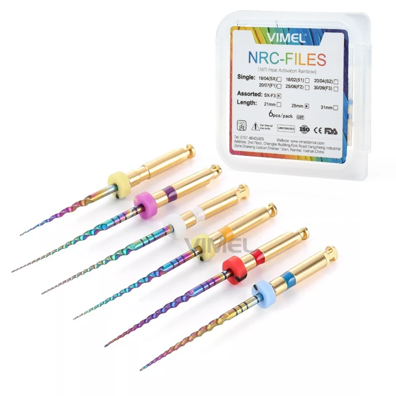 

Dental Rainbow Asstored Rotary NRC-Files Niti Heat adtivaton Files system （6pcs/box）