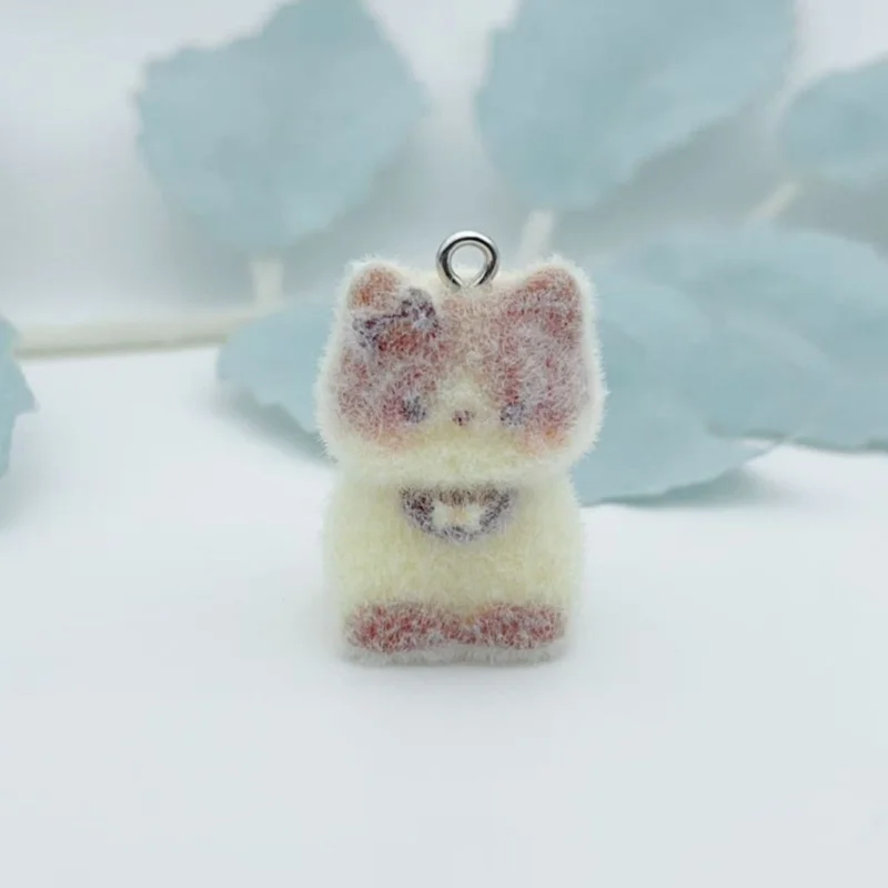 10Pcs Mixed Flocked Kitten Resin Charms Cute Mini Flocking Cat Pendant DIY Handmade Bracelet Keychain Necklace Craft Supplies image 4