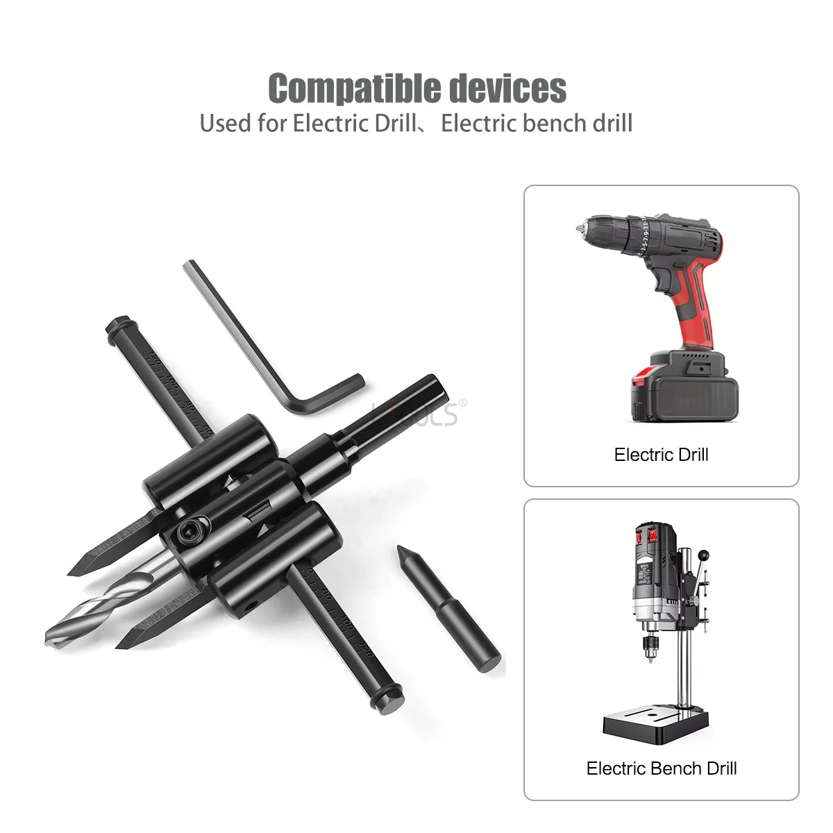 Adjustable Hole Saw Cutter Opener 30/40-120/200/300mm Circle Hole Cutter Circle Hole Saw Aircraft Type Wood Drill Bit DIY Tool