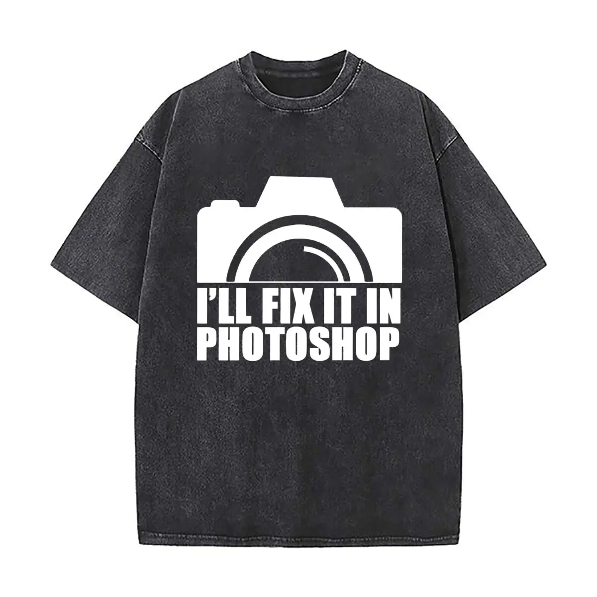 Fix It In Photoshop Photographer Art Daily Commute Vintage Distressed T Shirt Loose Washed Sleeve