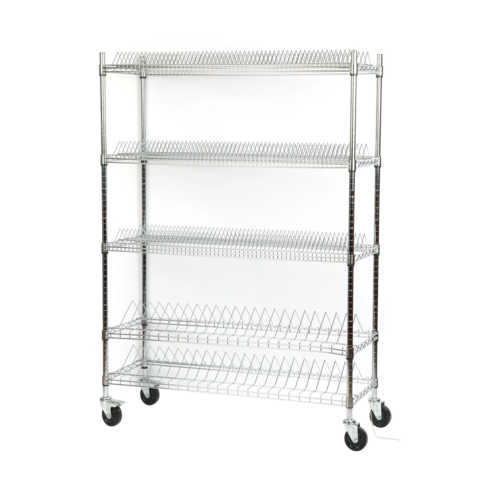 Four-Wheel Industrial ESD SMD Reel Storage Trolley  SMT Wire Shelf Steel Wood Rubber Materials Mesh Structure
