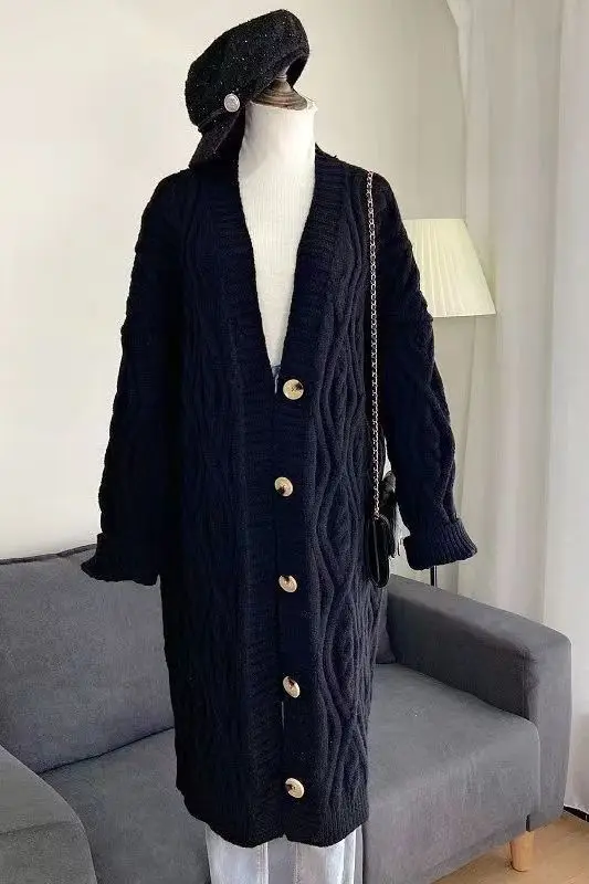 여성용 롱 가디건 2025년 신상 한국 스타일 아름다운 올매치 심플 인스 시크 루즈핏 가을 여성 핫세일 니트 스웨터