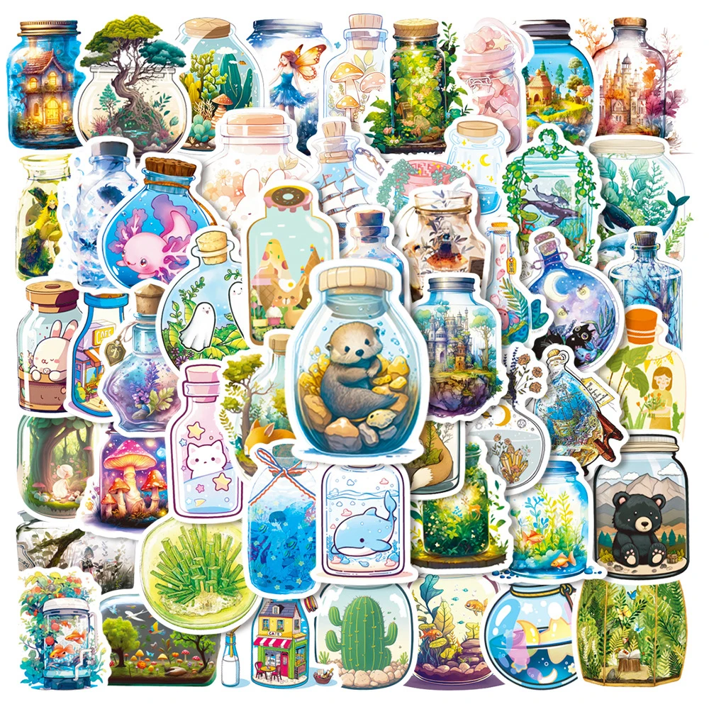 10/30/50PCS Nette INS Stil Flasche Welt Cartoon Aufkleber Ästhetische Dekoration Aufkleber Spielzeug Wasserdichte Graffiti Telefon Fall Laptop