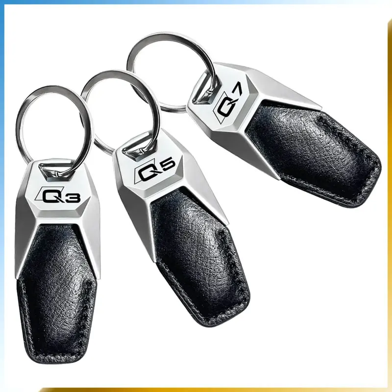 Sporty Style PU Leather Key Chain Metal Car Key Ring Key Pendant Giftware For Audi A3 A4 A6 A7 Q5 Q7 Q3 Auto Parts