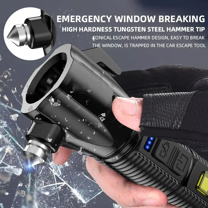 Emergency Self-defense and Rescue Hammer Flashlight Lighting Flashlight Multifunctional Lighting