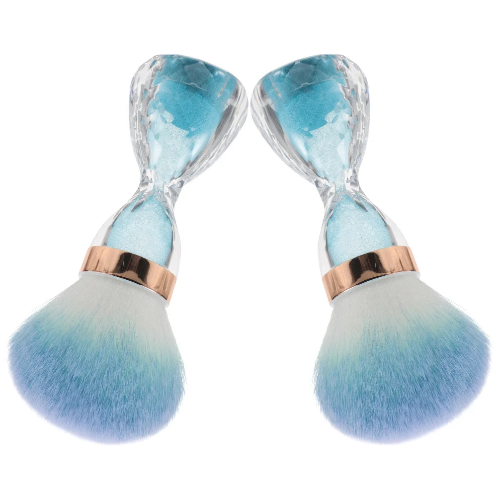 

2 шт., кисть для пыли, небесно-голубая, с большой головкой, из мягкого материала, дизайн для дизайна ногтей, средство для удаления пыли, пудра, очиститель, инструмент, румяна для макияжа