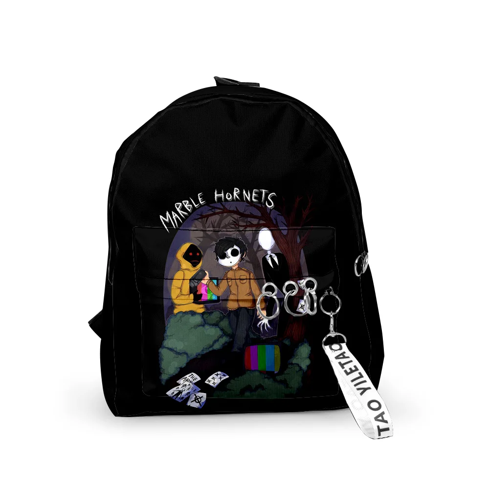 

Cartoon Horror Creepypasta Backpacks Boys/Girls pupil School Bags 3D Printed Keychains Oxford Waterproof Cute Small Backpacks