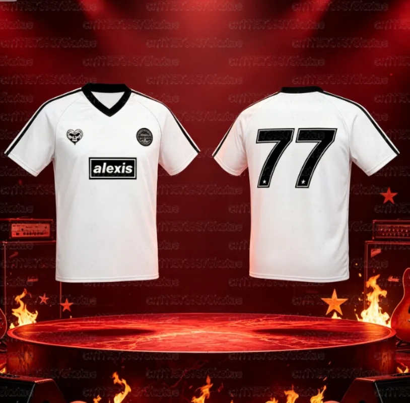 ALEXISONFIRE 77 Number Back Print V Neck Soccer Jersey Loose Hip Hop Couple Sports Streetwear Unisex Quick Dry FamilyMatching
