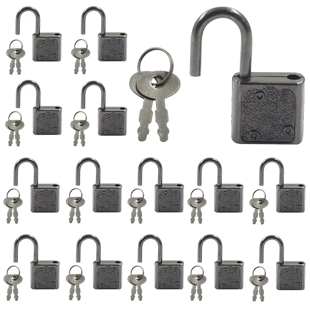 

15 мини-замков с ключом, черные миниатюрные замки, маленькие замки для багажа, мини-навесные замки для чемоданов, школьных рюкзаков, коробок, декора
