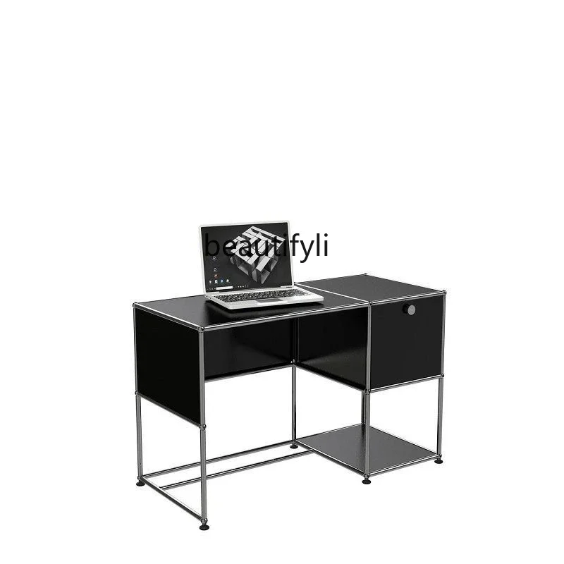 Mid-Ancient Modern Simple Office Study Bedroom and Household Stainless Steel Module Combination Computer Desk