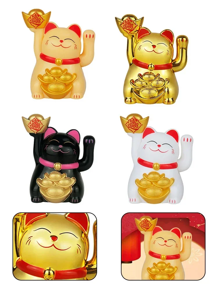 Maneki Neko-gato de la suerte con energía Solar, gato de la suerte chino acogedor, mano ondeando, figuras de gato de la fortuna, regalo de decoración del hogar