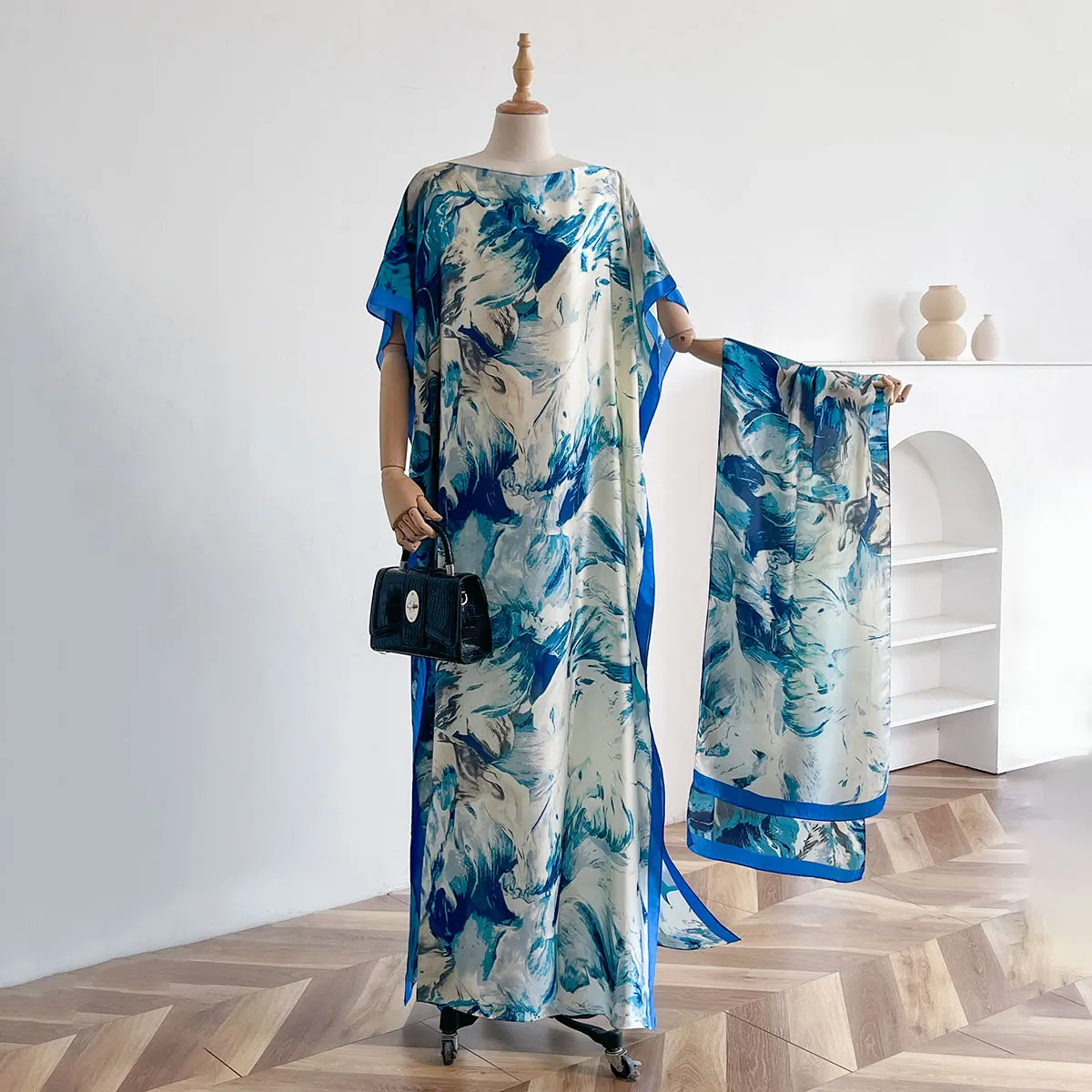 

Summer Beach New Fashion African Dress For Women Elegant Printed Muslim Lady Long Hijab Kaftan Shawl Oversize Kuwait Abaya Scraf
