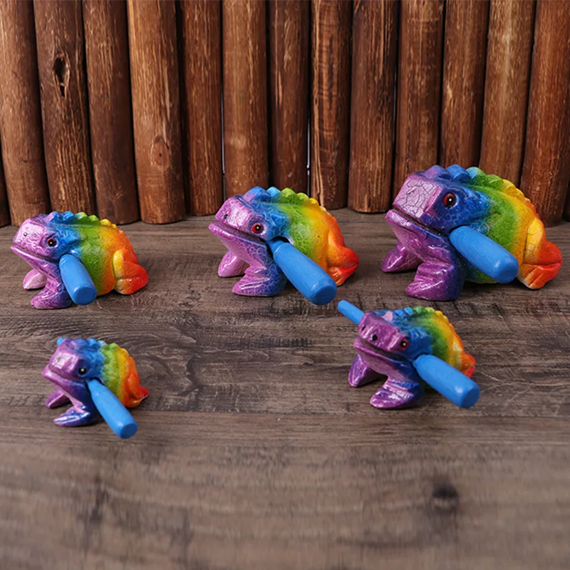 تايلاند الملونة نحت الخشب الضفدع التقليدية خشبية محظوظ كروكينج آلة موسيقية مكتب منزلي ديكور الحرف المحظوظة #2