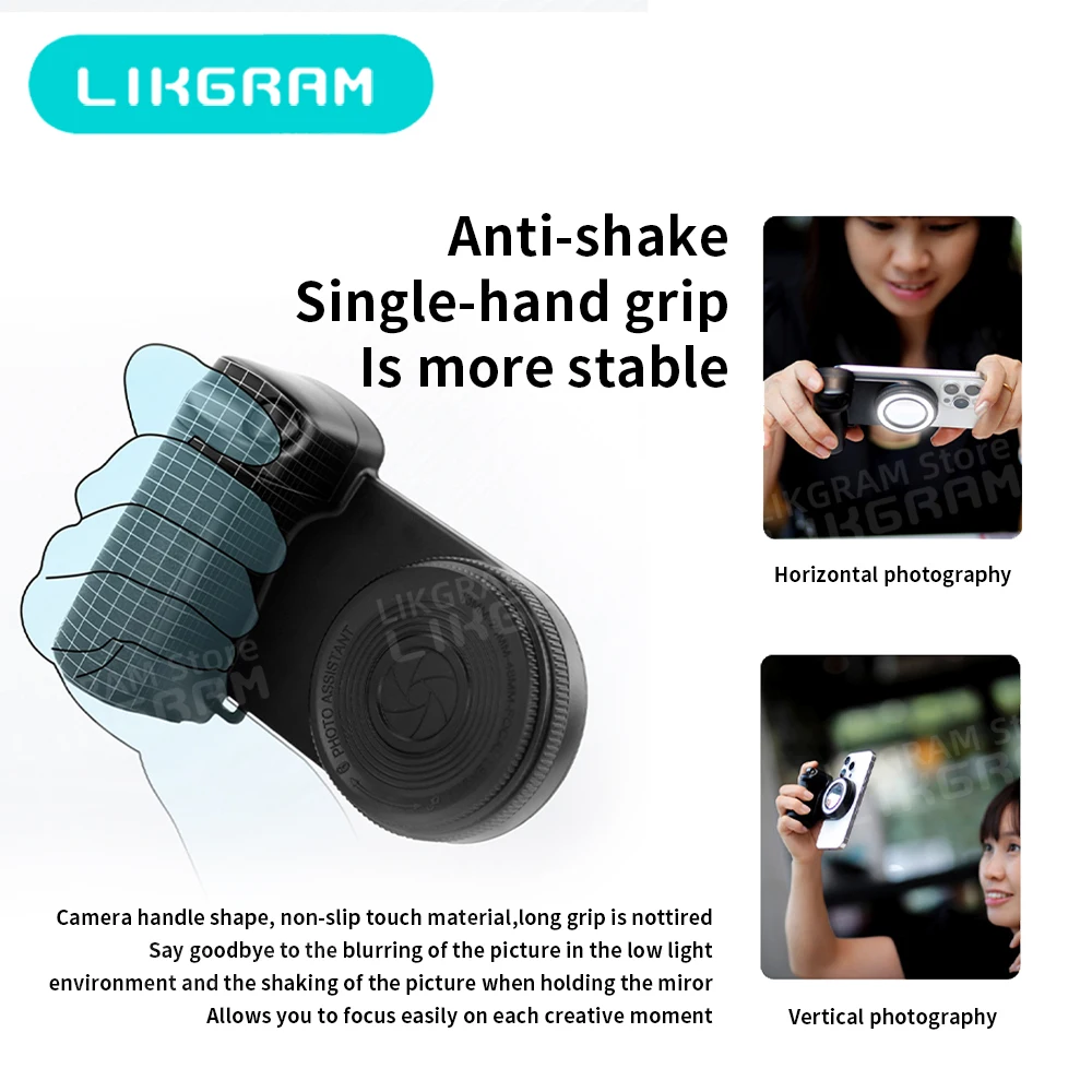 LIKGRAM สําหรับโทรศัพท์ Magsafe เติมแสงบลูทูธชัตเตอร์กล้อง Grip selfie Stabilizer สกรู 1/4"