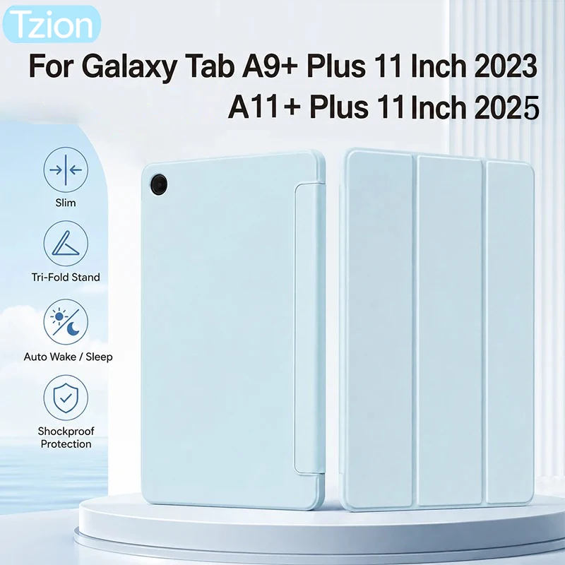 For Samsung Galaxy Tab A11+ 11 2025 SM-X230 SM-X236 / A9+ 11 SM-X210 SM-X216 Leather Flip Smart Cover Magnetic Stand Table Case