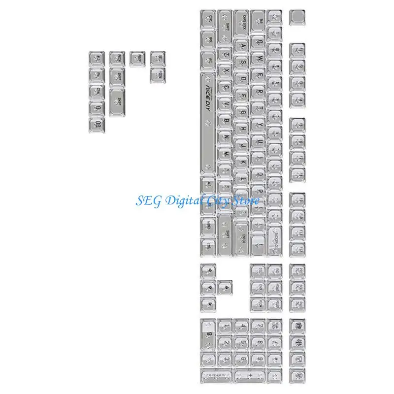 Teclados mecânicos U75b Larra keycaps backcaps 132 KEYS CRISTAL CAPS MDA Perfil