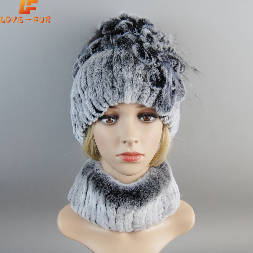 Hot Sale Lady Warm Knitted 100% Genuine Rex Rabbit Fur Scarf Russia Winter Quality Real Fur Hats Natural Warm Rex Rabbit Fur Cap