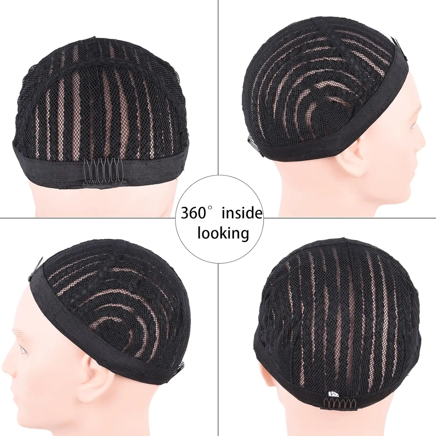Braided Cornrow Wig Caps for Crochet Hair Braids Wigs Making Breathable and Easier Sew in Weave Glueless Wig M Size Color Black