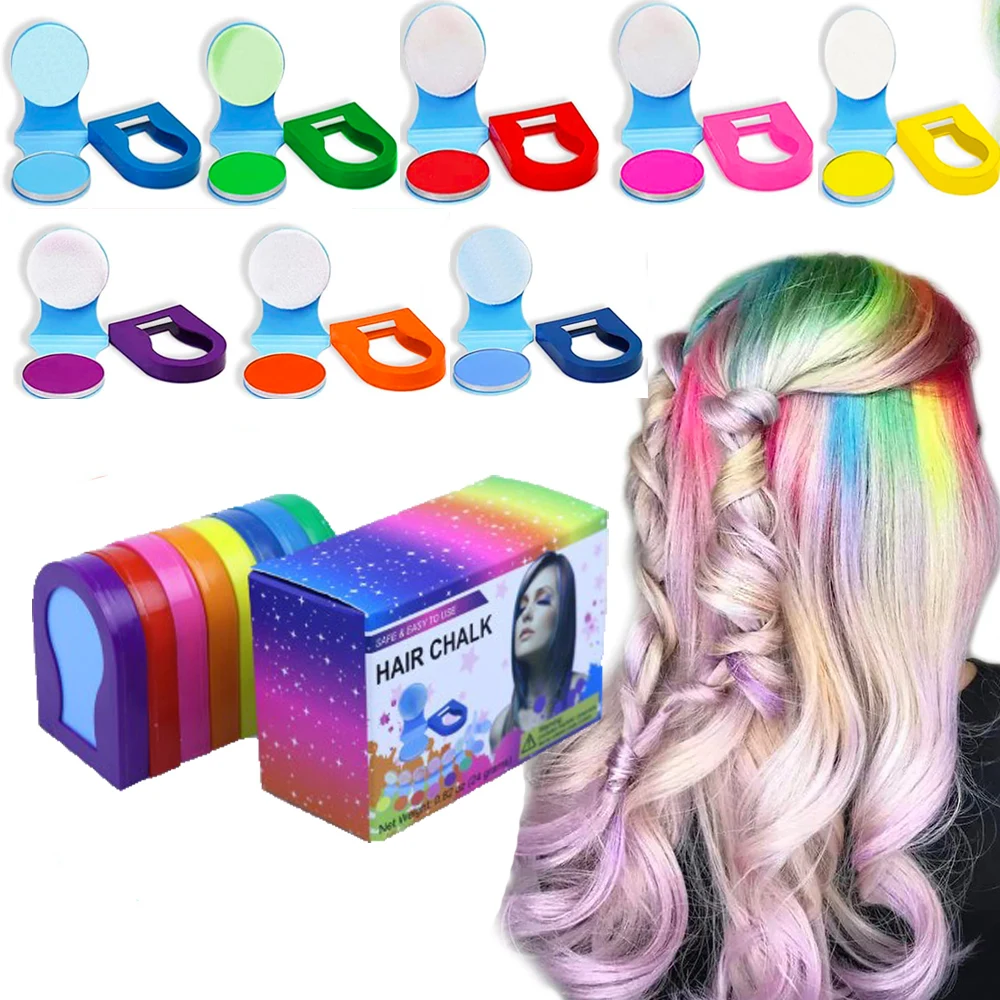 Tiza lavable para el cabello, 8 colores, no pegajoso, portátil, para mujeres, niñas, niños, bricolaje, pintura temporal, Spray