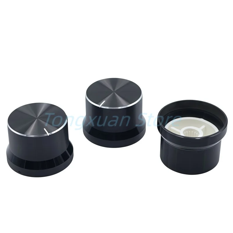 2pcs Black Aluminum Alloy Switch Caps 26x18mm Roatry Encoder Potentiometer Knob 6mm Inner Hole Plum Shaft Type