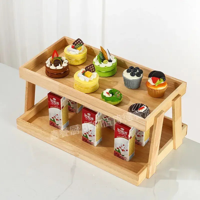 Oak two-story brackets, pastries, cakes, bread, baking showcases, fruit displays, high-end candy displays